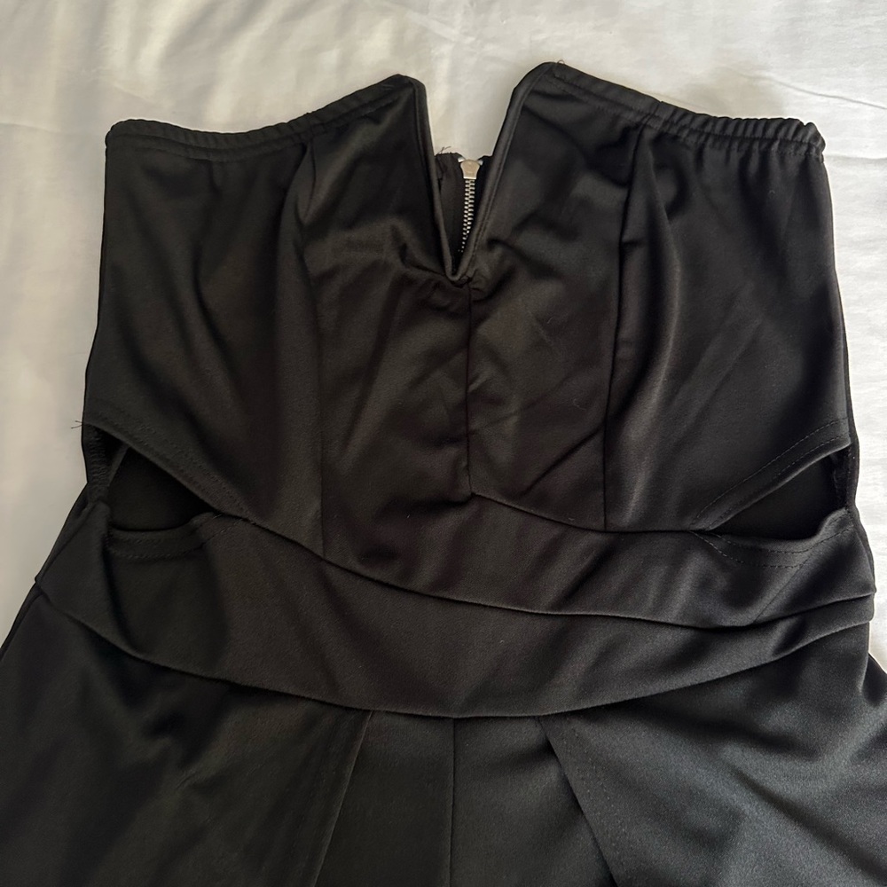 V cut long romper with slit
